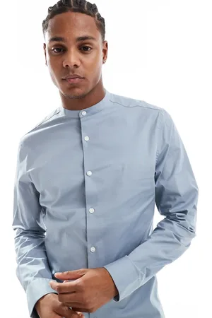 ASOS Slim fit grandad collar shirt in dusty