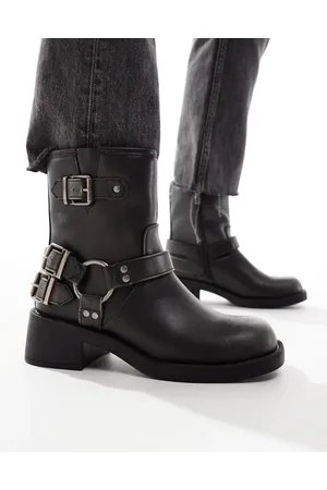 New Look New Look worn biker boot with hardware in washed
