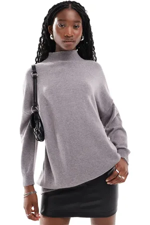 Glamorous High neck oversized slouch jumper in mushroom knit