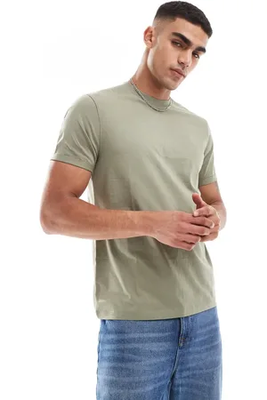 ASOS Essential crew neck t-shirt with roll sleeve in khaki