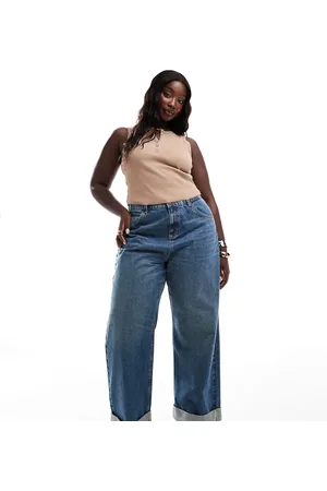 ASOS ASOS DESIGN Curve loose jeans with deep turn up cuff in mid