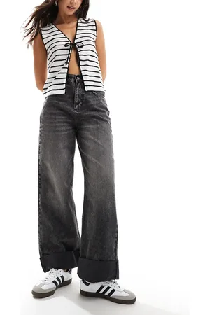 ASOS Loose jeans with deep turn up cuff in washed