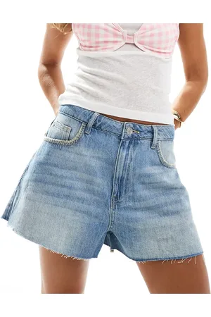 ASOS Denim A line short with contrast stitch in mid