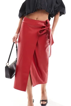 Never Fully Dressed Petite PU Jaspre midi skirt in