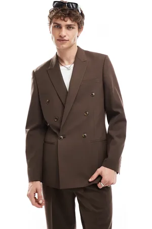 ASOS Double breasted herringbone suit jacket in