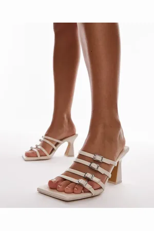 Topshop Gabe high heeled sandals with buckle detail in off
