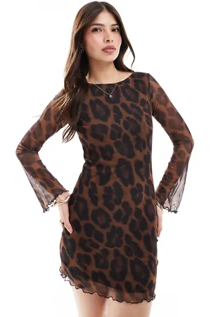New Look Mesh mini dress in leopard print