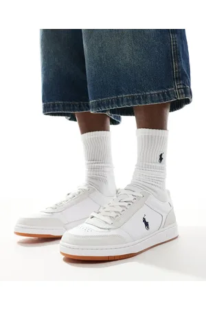 Ralph Lauren Court Sport leather trainer with gum sole in