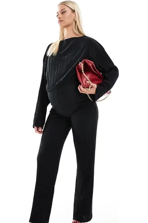 Mama;licious Mamalicious Maternity wide leg plisse trouser co-ord in