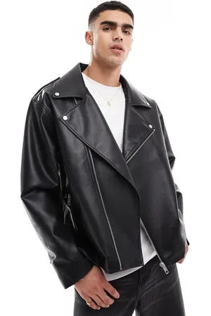 ASOS Faux leather oversized biker jacket in
