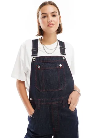 ASOS Denim dunagree with contrast stitch in indigo