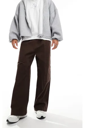 ADPT. Wide fit pull on cargo trouser in chocolate