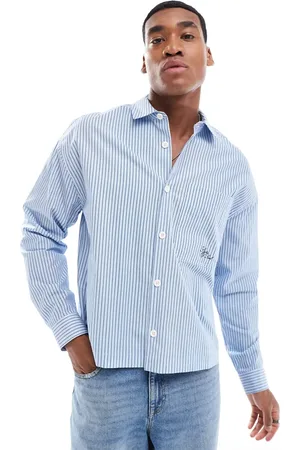 ASOS Oversized boxy shirt with embroidery in stripe