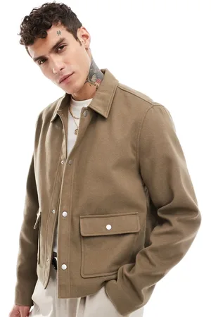 ASOS Wool look cropped harrington jacket in tan