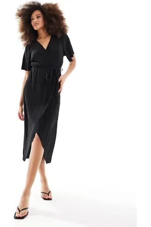 Y.A.S Plisse wrap midi dress in