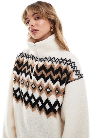ASOS Borg half zip with fairisle design