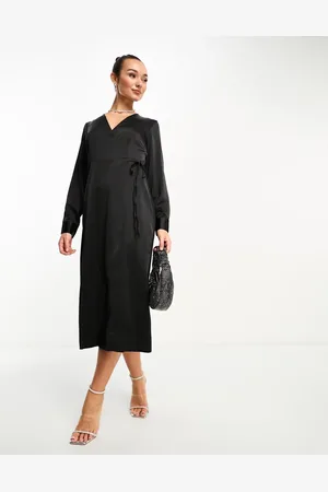 Y.A.S Satin wrap maxi dress in