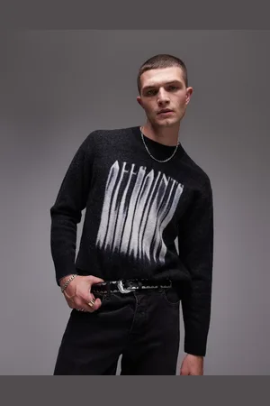 AllSaints Fayde logo knit jumper in grey