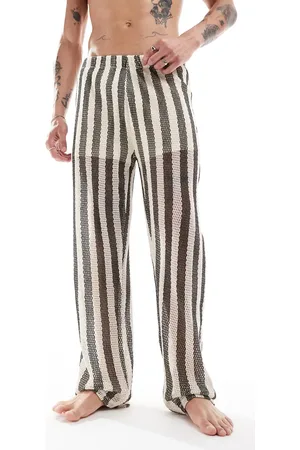 ASOS Stripe mesh lounge trousers in black and cream