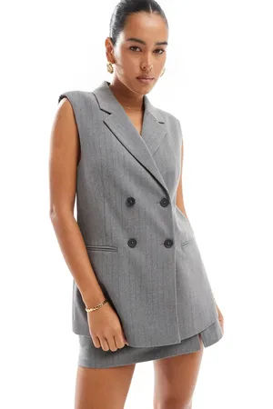 Stradivarius Co-ord longline tailored waistcoat in pinstripe
