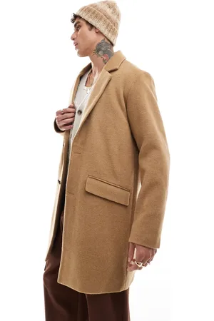 JACK & JONES Wool blend overcoat in tan