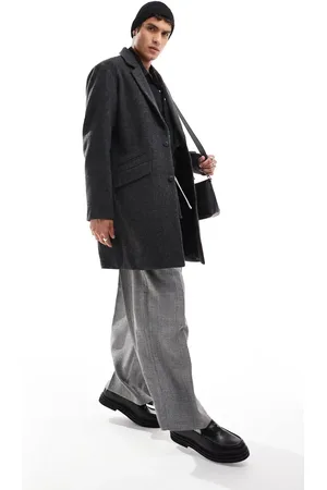 JACK & JONES Wool blend overcoat in herringbone