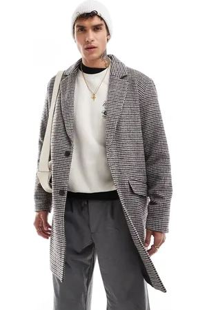 JACK & JONES Wool blend overcoat in check