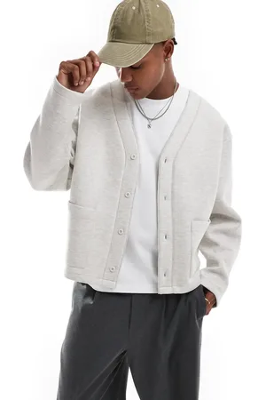 ASOS Oversized scuba cardigan in grey marl