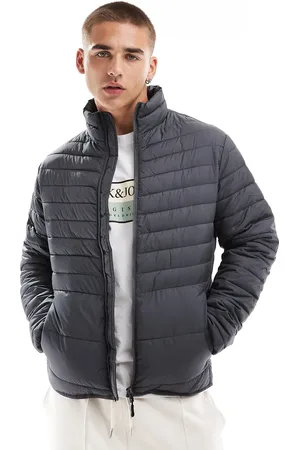 JACK & JONES Packable padded jacket with stand collar in dark