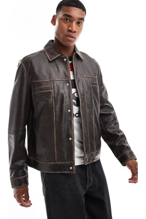 ASOS Premium real leather western jacket in