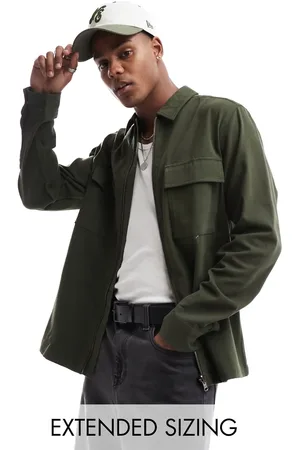 ASOS Overshirt with front zip in bottle