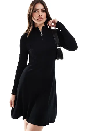 ONLY Quarter zip structured knit midi dress in