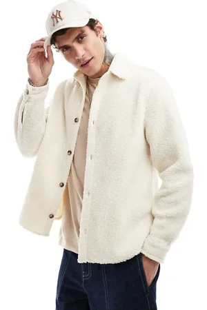 ASOS Overshirt in ecru borg