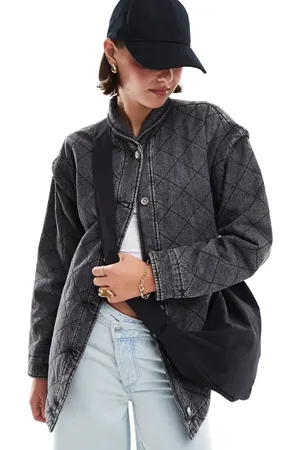 ONLY Quilted belted denim jacket in