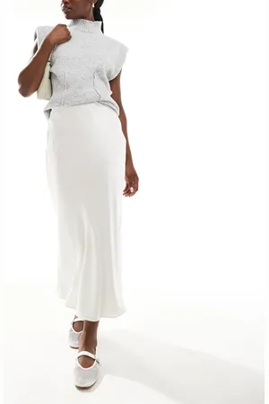 Armani Exchange Satin midi skirt in ivory