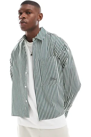 ASOS Oversized boxy shirt with embroidery in stripe