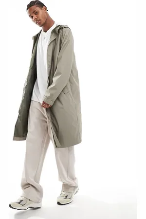 ASOS Longline rubberised windbreaker jacket in mushroom