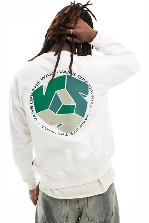 Vans V back print crew sweatshirt in off