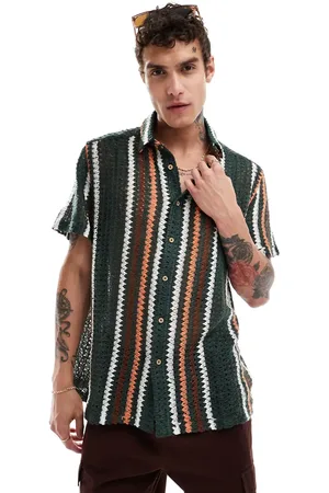 ASOS Oversized shirt in crochet stripe - DGREEN
