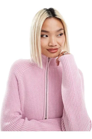 Monki Ribbed knitted two way zip cardigan in acid wash