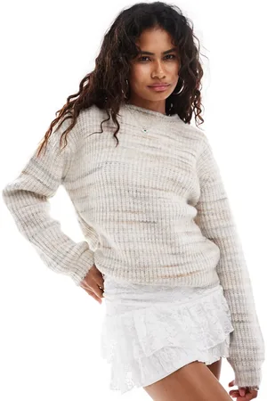 Motel Karu brushed round neck chunky knit jumper in