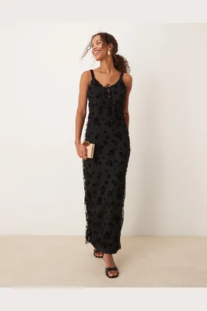 Y.A.S Mesh and burnout strappy midi dress in