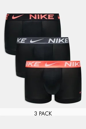 Nike Essential Microfibre 3 pack trunk with coloured waistbands in red/pink/grey