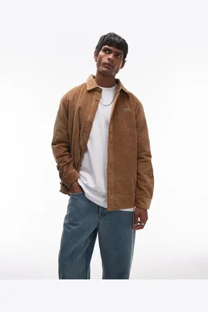 Lacoste Logo cord shacket in beige