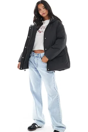 ASOS ASOS DESIGN Petite oversized puffer jacket with hood in