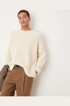 ASOS Oversized wool mix heavyweight rib knitted jumper with in oatmeal