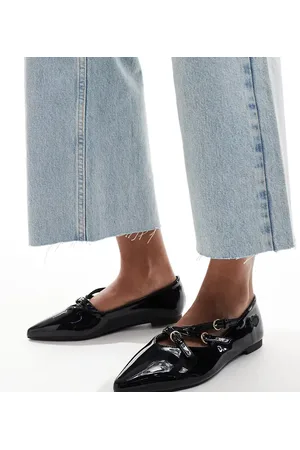 SEQWL Pointed strappy ballet flats in patent
