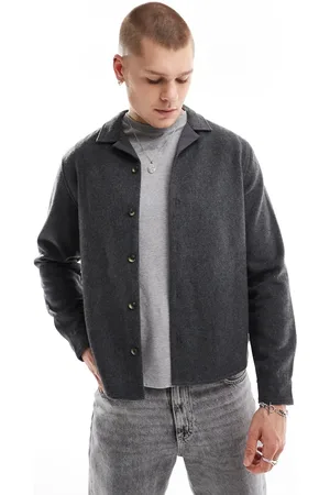 ASOS Boxy overshirt in brushed texture with badge detail