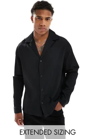ASOS Relaxed deep revere shirt in plisse in