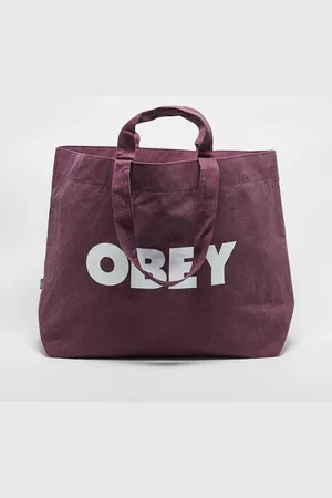 Obey Pigment dyed tote bag in burgundy